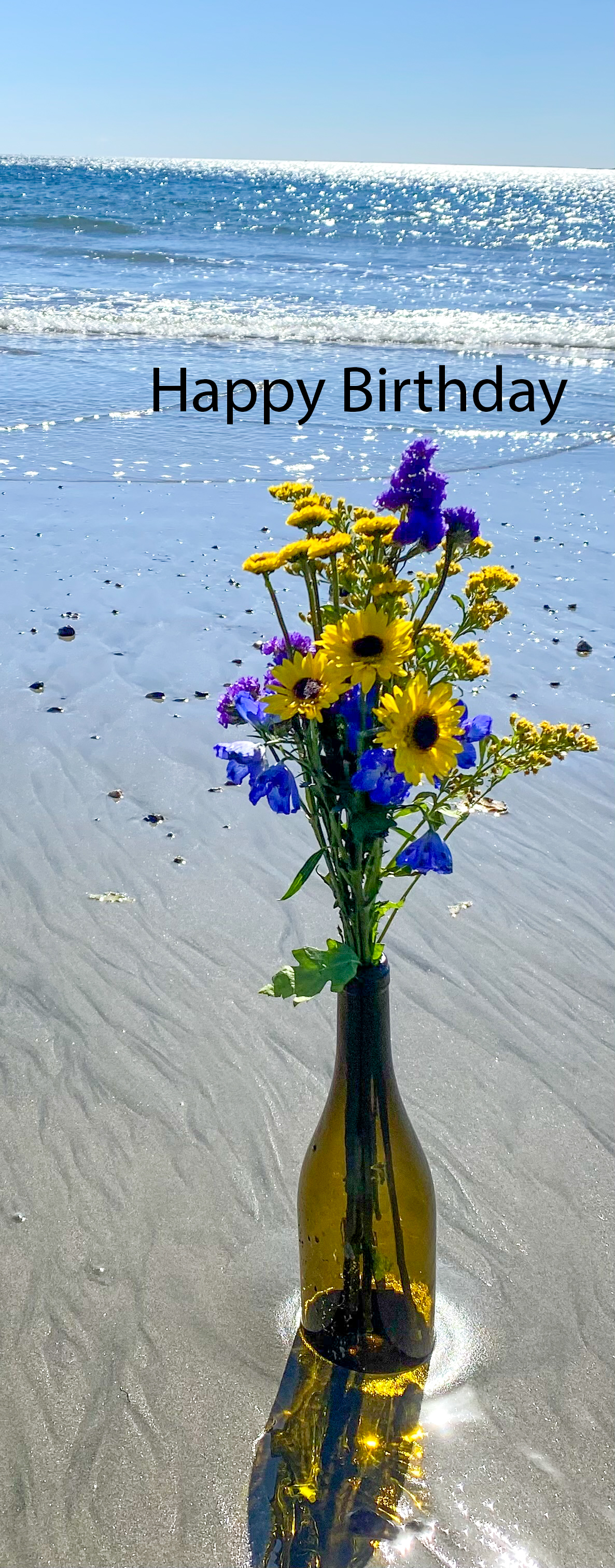 Beachy Flowers in a Bottle Birthday Card