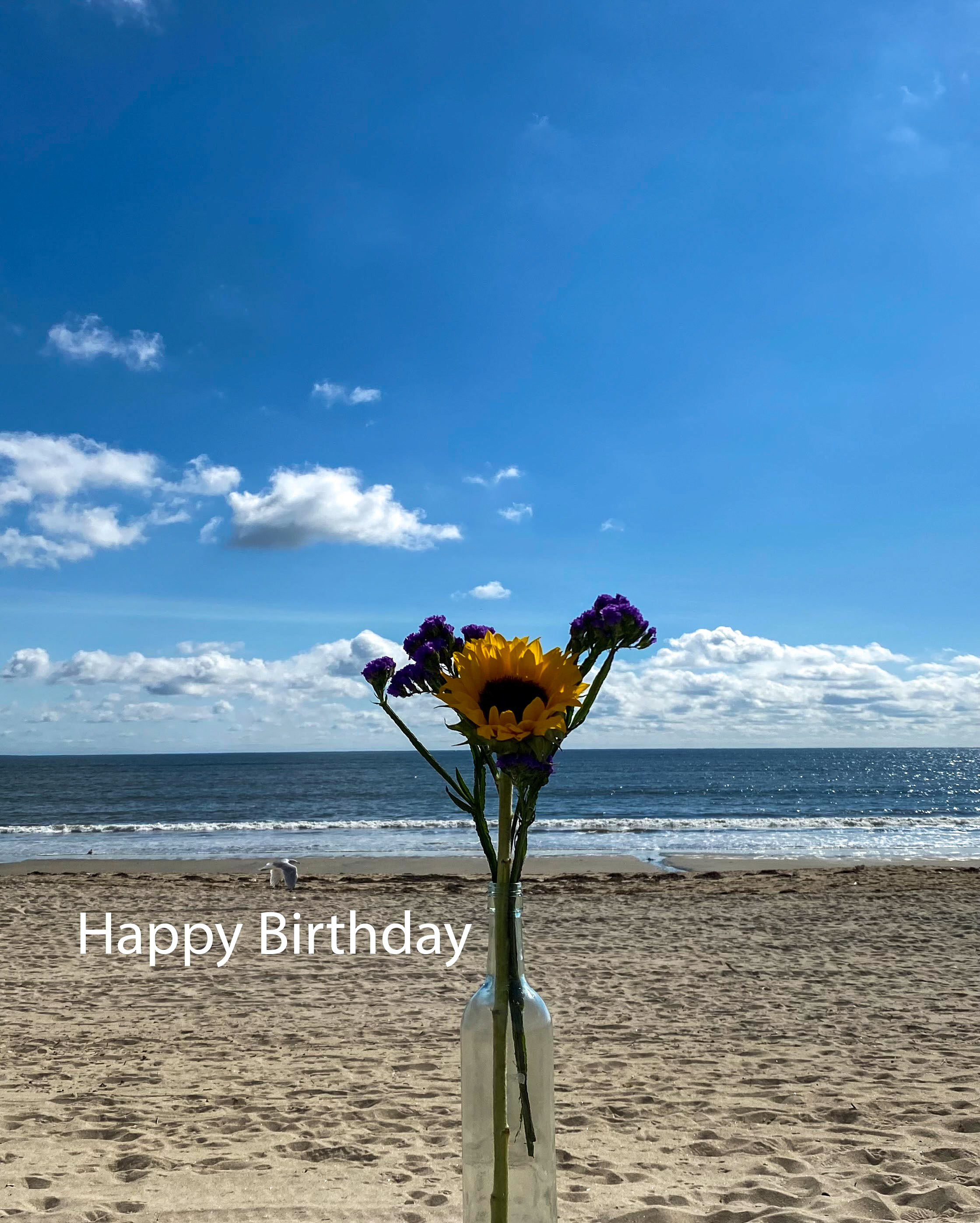 Flowers on the Beach Birthday Card.