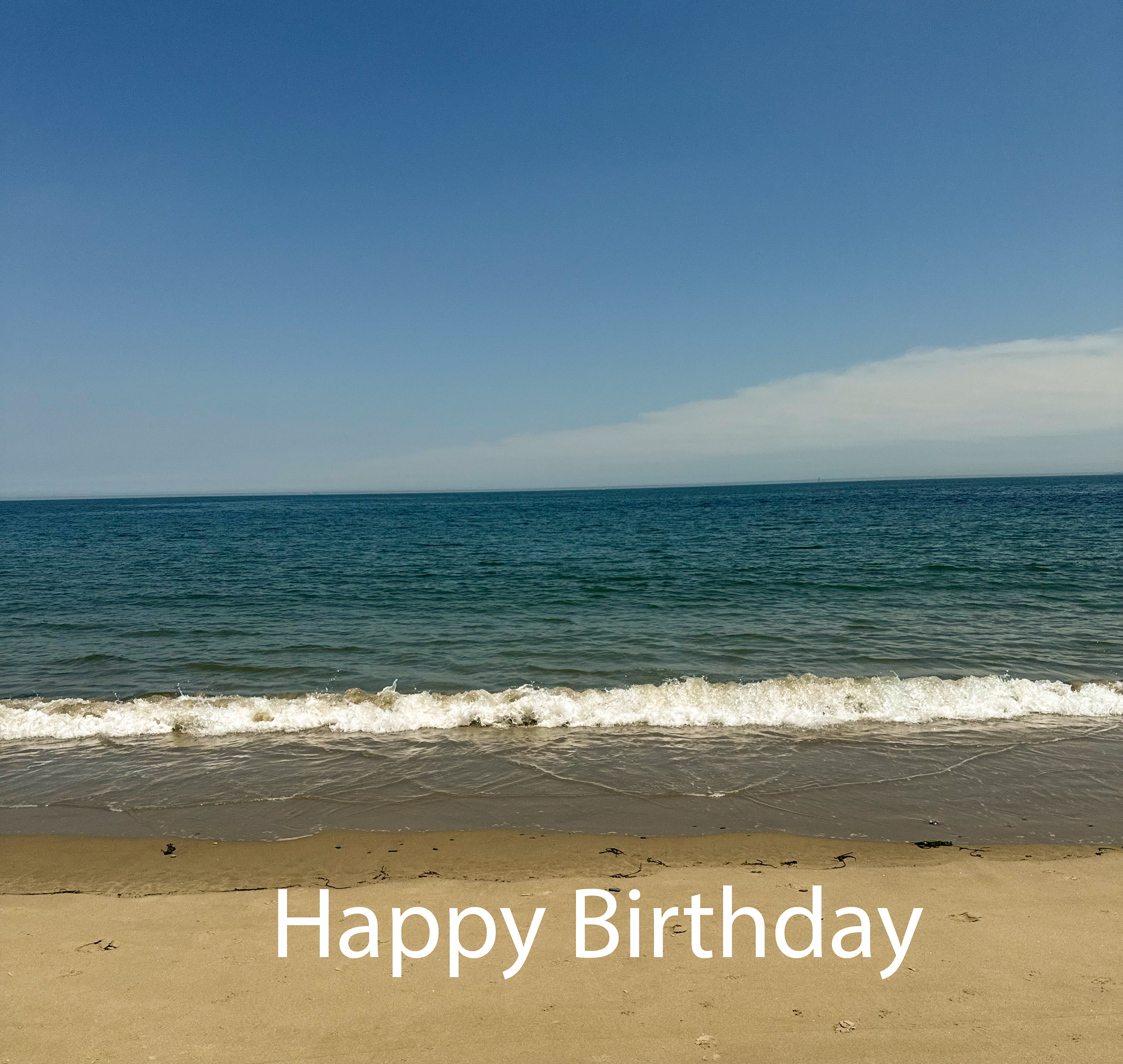 Sand and Blue Sea Birthday Card.